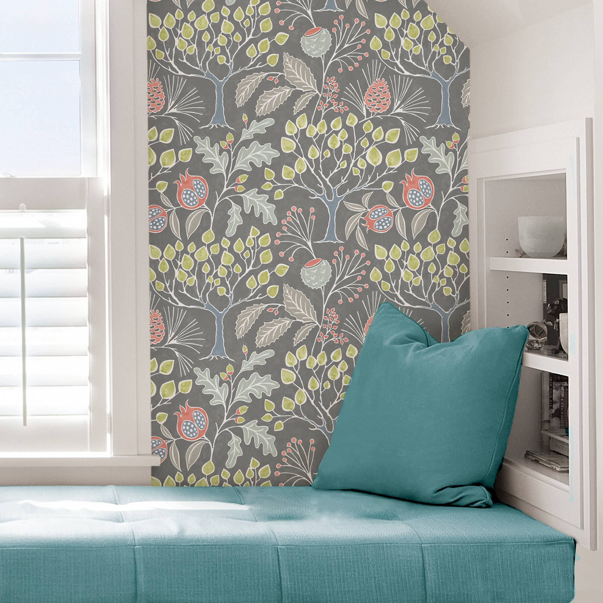 NuWallpaper Groovy Garden Gray Peel & Stick Wallpaper